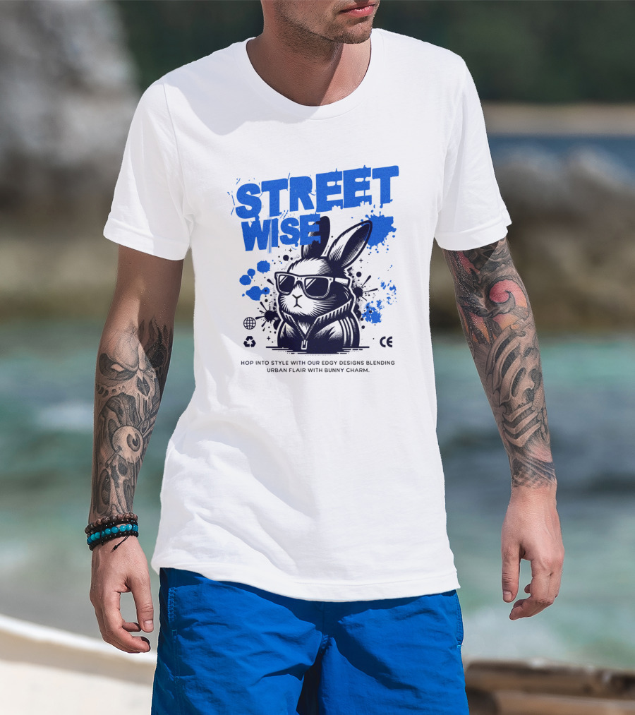 STREET WISE Urban Flair Bunny Charm Hip Hop T-Shirt