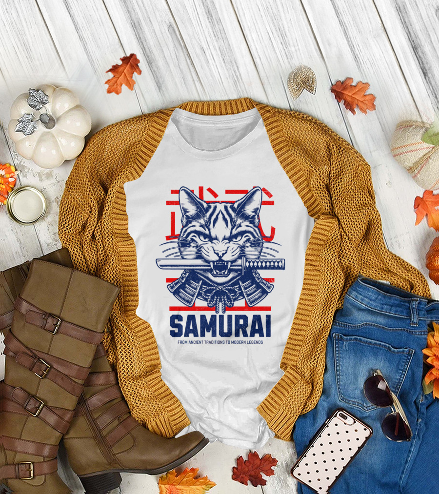 Cat Samurai From Ancient Traditions to Modern Legends T-Shirt