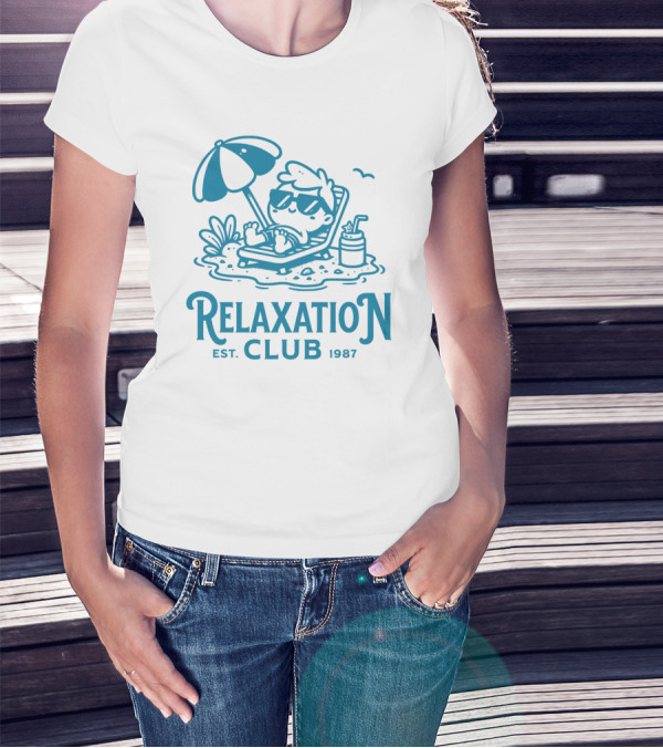 Relaxation Club Est. 1987 Sunglasses Lounge Chair Umbrella Drink T-Shirt