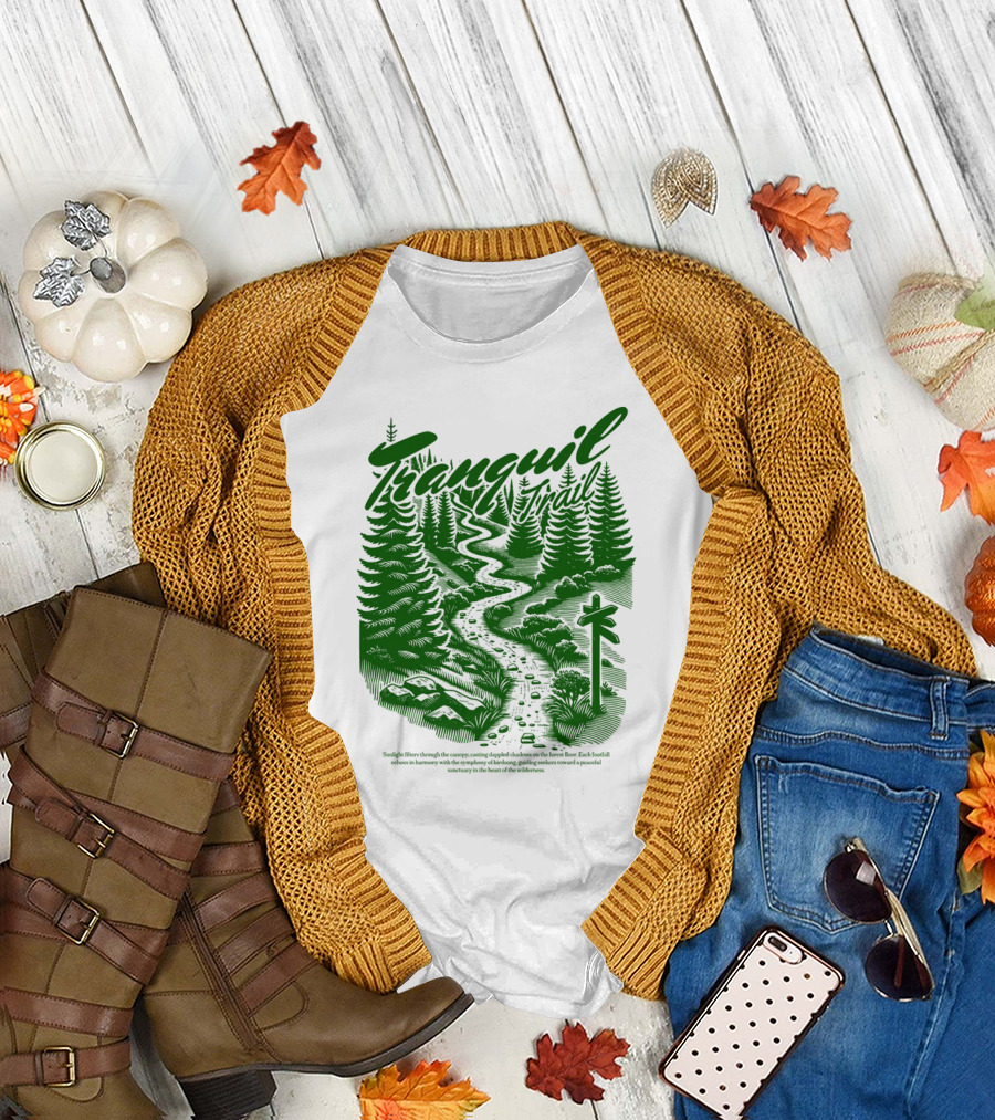 Tranquil Trail Scenic Forest Pathway Journey T-Shirt