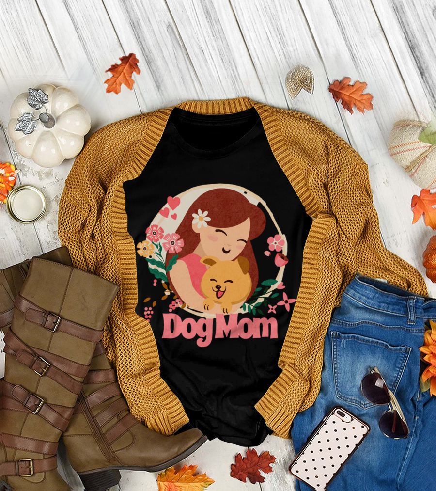 Dog Mom Flowers and Hearts Companion T-Shirt