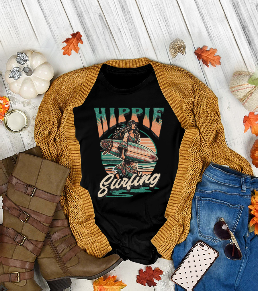Hippie Surfing Retro Wave Sunset Vibes T-Shirt