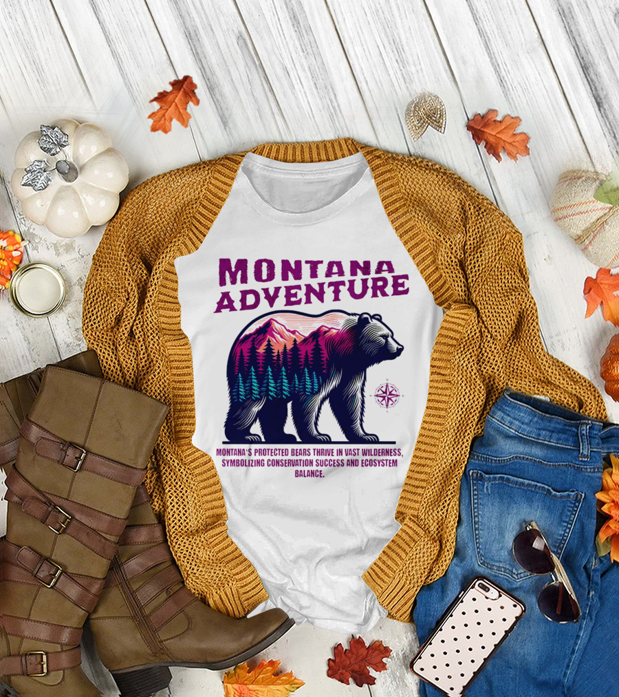 Montana Adventure Thriving Protected Bears Conservation Success Ecosystem Balance T-Shirt