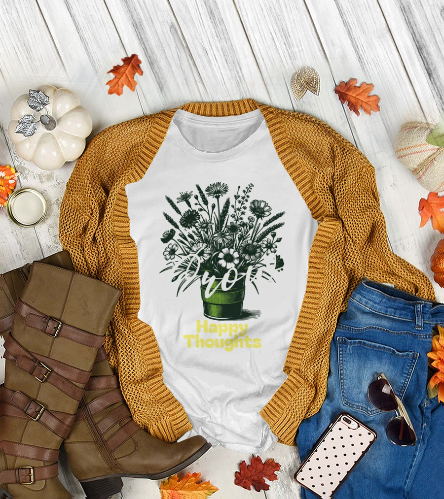 Grow Happy Thoughts Plant Lover T-Shirt
