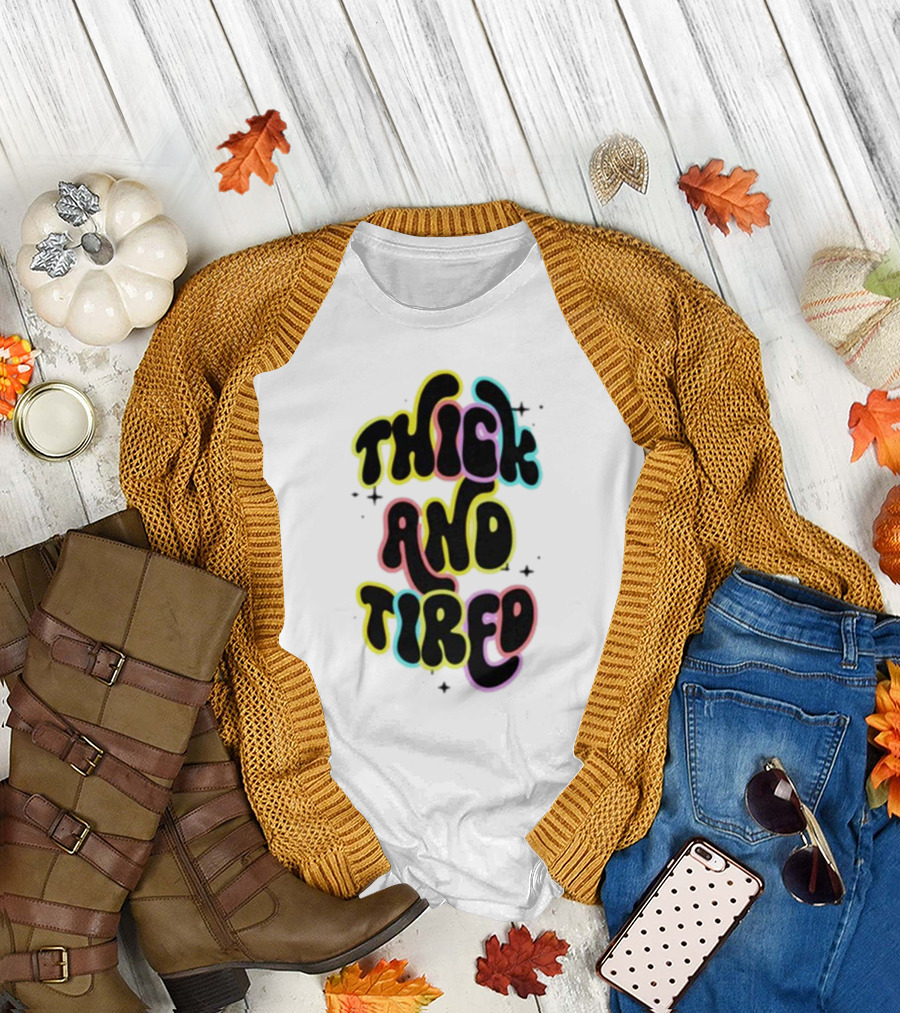 Thick and Tired Retro Neon Psychedelic T-Shirt