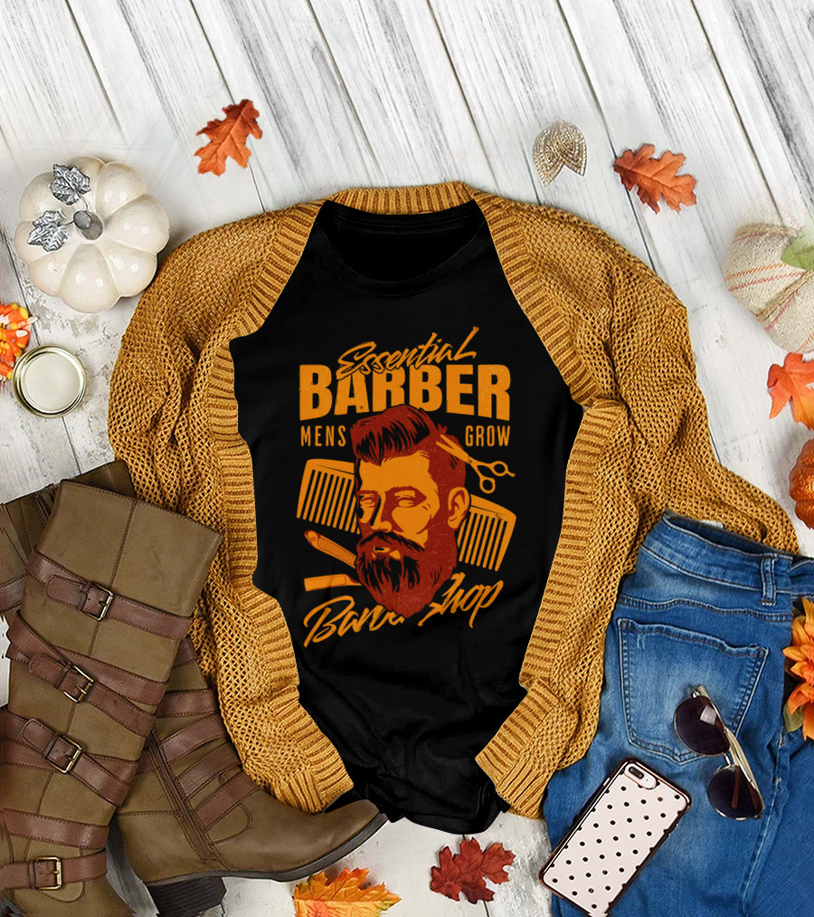 Essential Barber Mens Grow Barber Shop T-Shirt