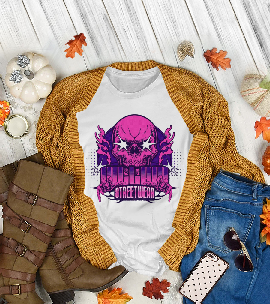 Villain Streetwear Skull Flames Urban Gothic Aesthetic T-Shirt