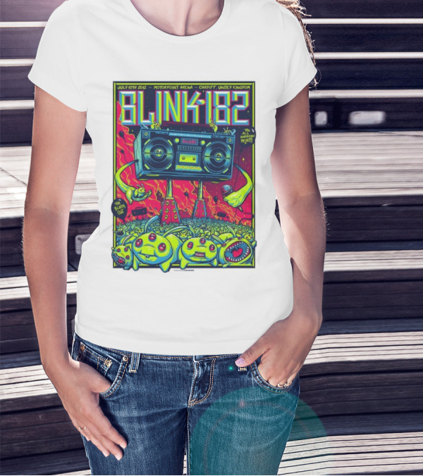 Blink-182 July 10th 2012 Motorpoint Arena Cardiff United Kingdom Boombox Alien Creature T-Shirt
