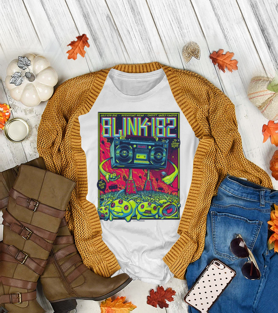 Blink-182 July 10th 2012 Motorpoint Arena Cardiff United Kingdom Boombox Alien Creature T-Shirt