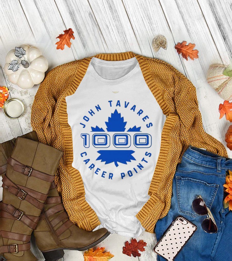 John Tavares 1000 Career Points Maple Leaf Achievement T-Shirt