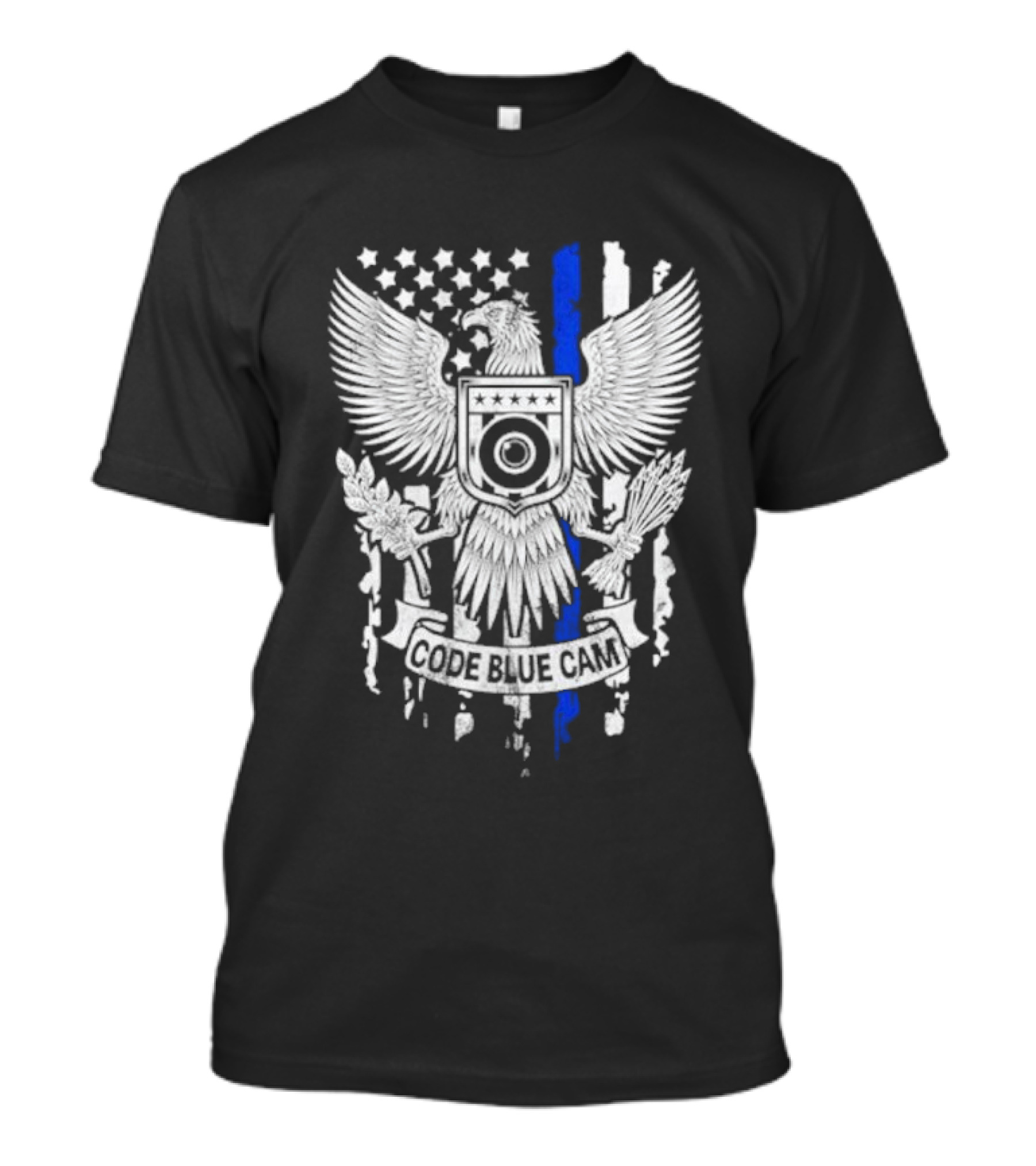 Code Blue Cam Eagle With Thin Blue Line USA Flag T-Shirt