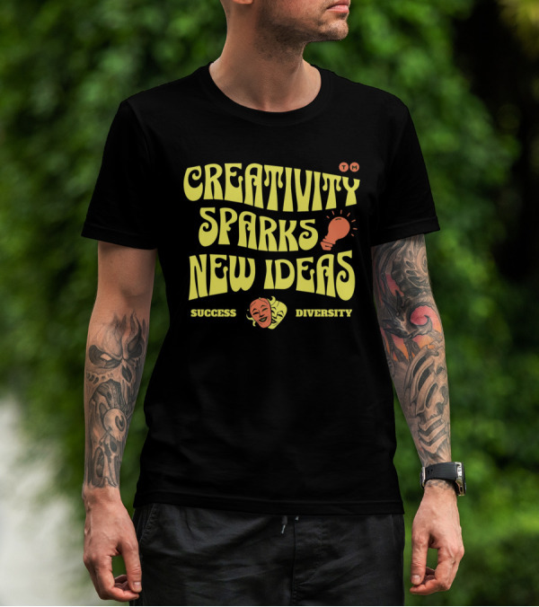 Creativity Sparks New Ideas Success Diversity Lightbulb Icon Comedy Tragedy Masks T-Shirt