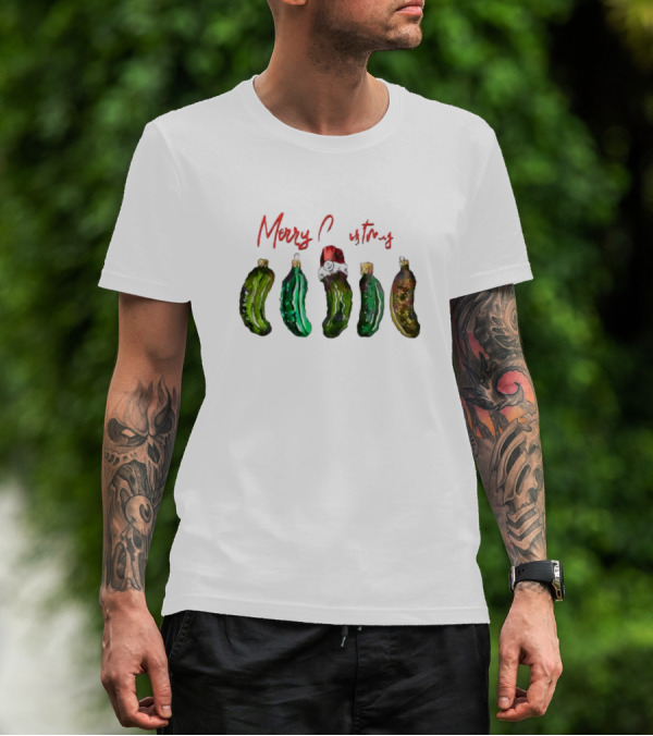 Funny Pickles Merry Christmas Santa Hat Ornaments T-Shirt
