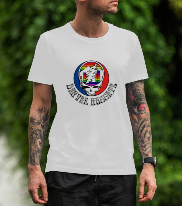 Denver Nuggets Grateful Dead Skull Rainbow Bolt T-Shirt