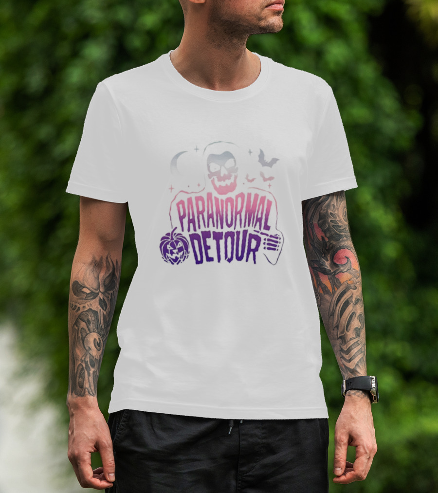 Paranormal Detour Faded Skull Pumpkin Bat T-Shirt