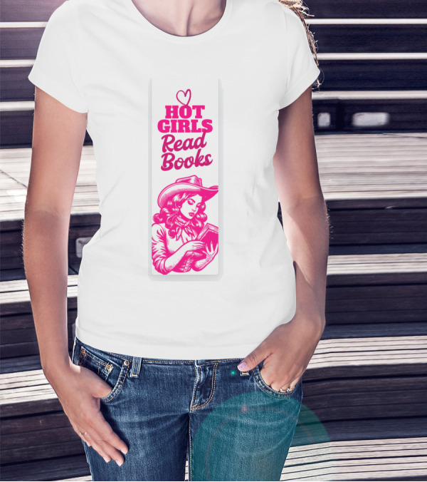 Hot Girls Read Books Cool Vintage Bookmark T-Shirt