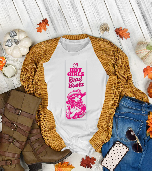 Hot Girls Read Books Cool Vintage Bookmark T-Shirt