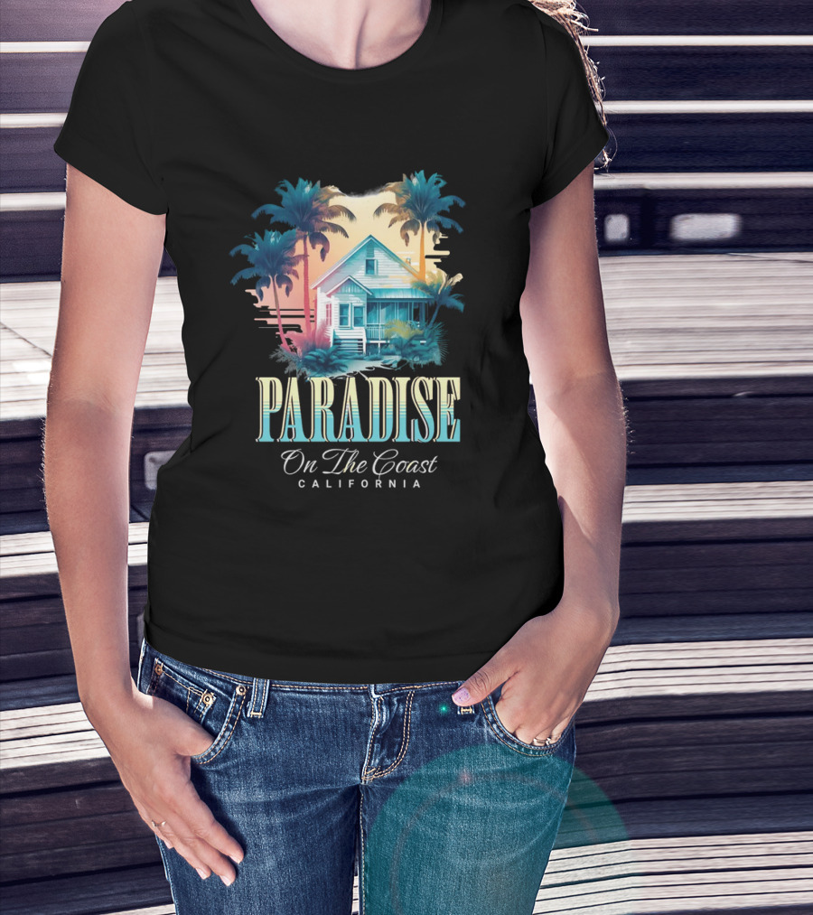 Paradise California Palm Trees Oceanfront Escape T-Shirt