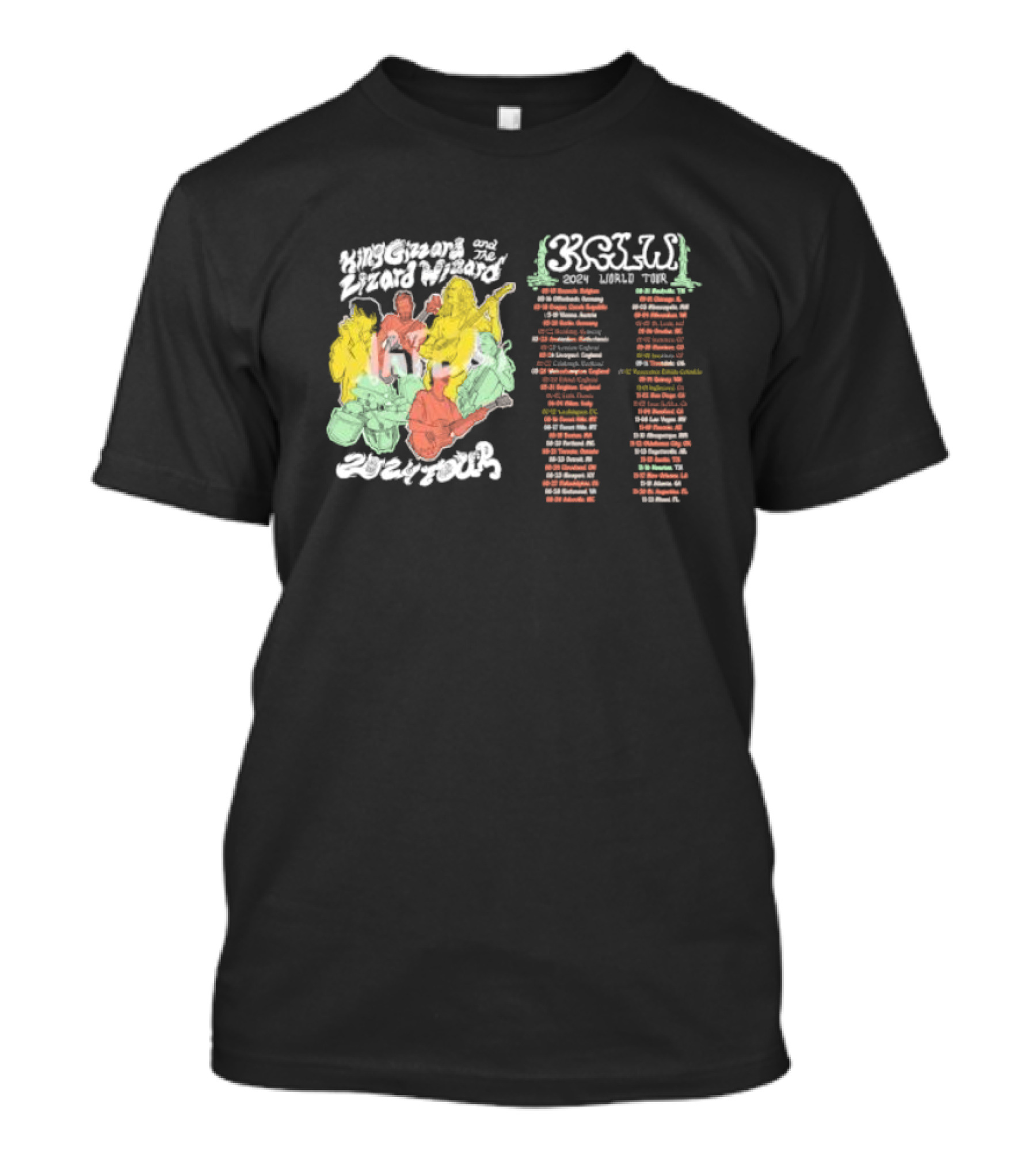 King Gizzard And The Lizard Wizard 2024 World Tour Dates KGLW 2024 Tour T-Shirt