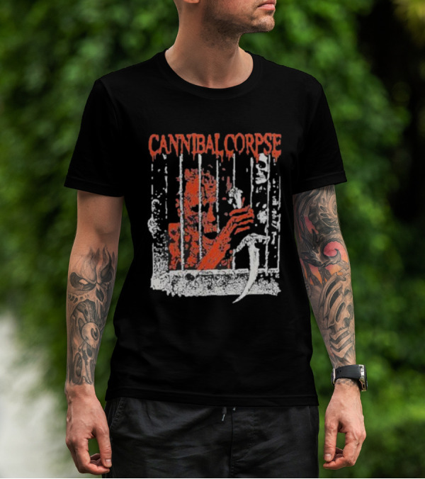 Cannibal Corpse Bloody Kill Cell Prison Bars Skeleton Knife T-Shirt