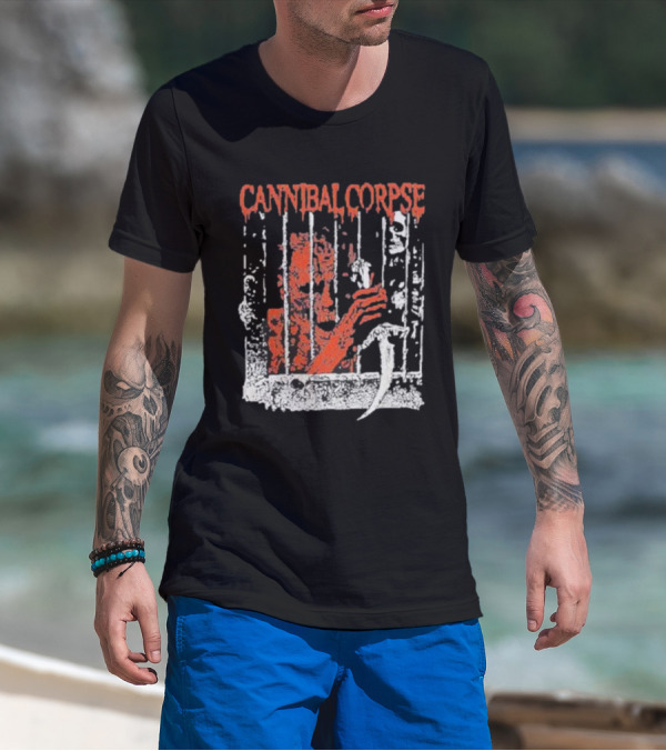 Cannibal Corpse Bloody Kill Cell Prison Bars Skeleton Knife T-Shirt