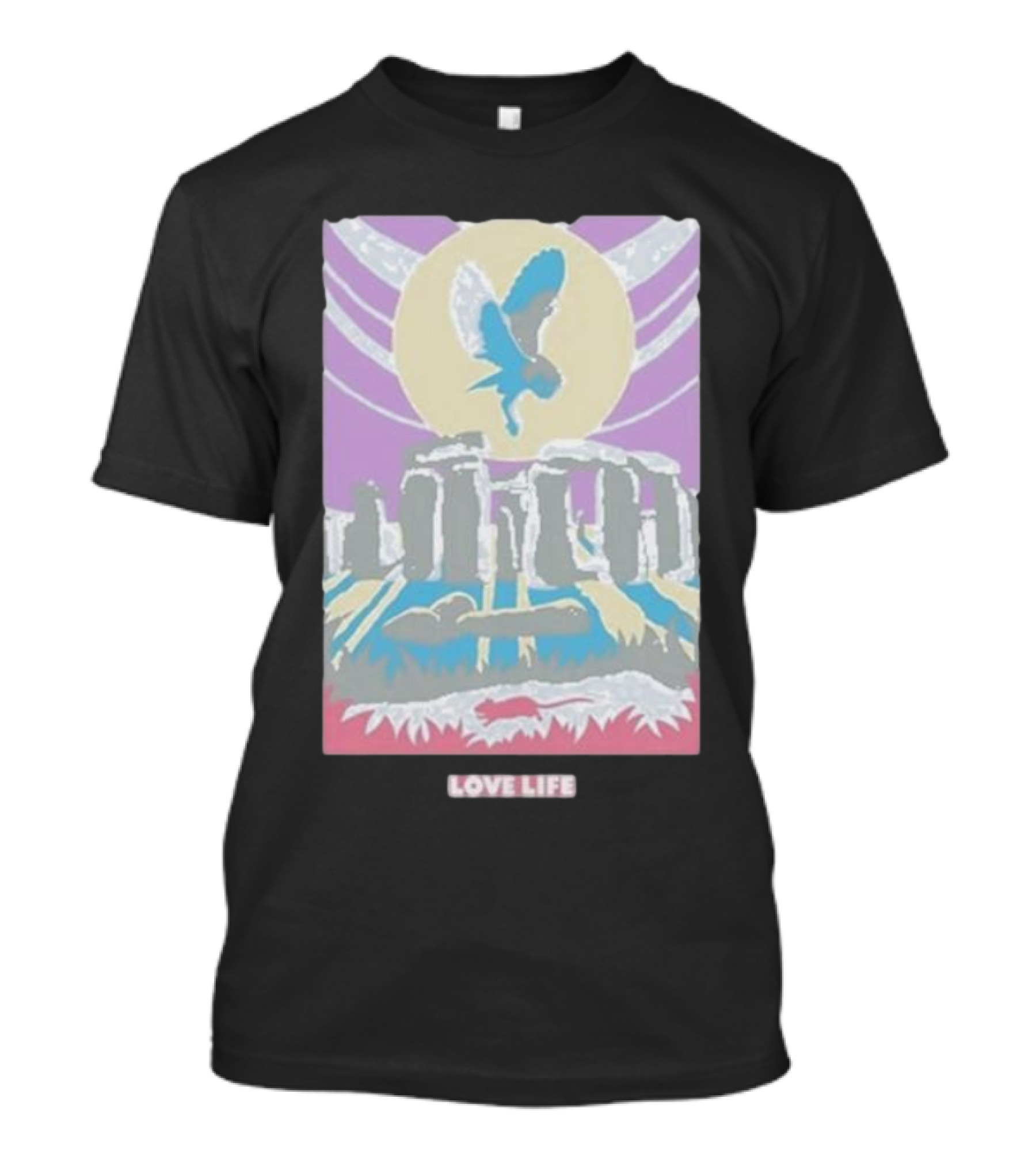 Chrispackham Owl Stone Henge Love Life T-Shirt