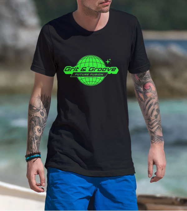 Grit And Groove Future Fusion Global Neon Green Sphere T-Shirt