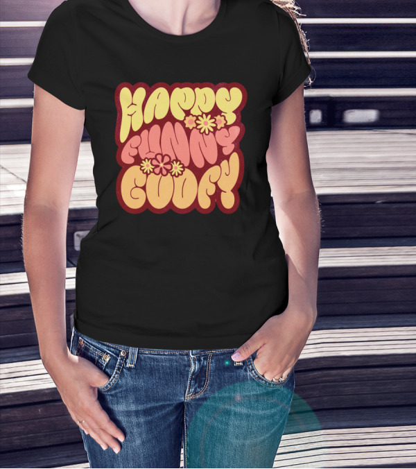 Happy Funny Goofy Retro Flower Power T-Shirt