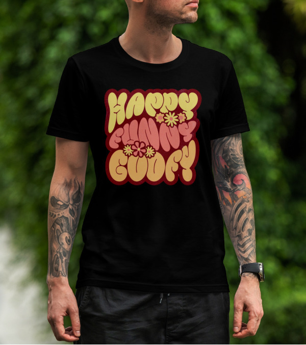 Happy Funny Goofy Retro Flower Power T-Shirt