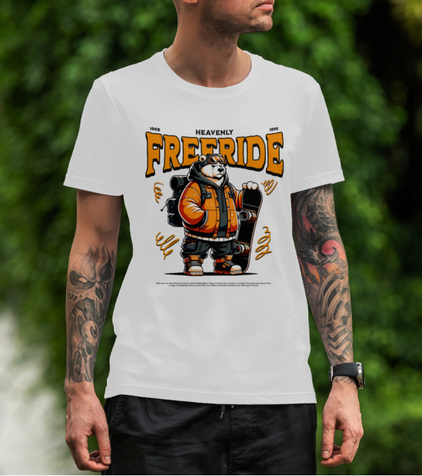 HEAVENLY FREERIDE Polar Bear Snowboard 1968 1995 T-Shirt