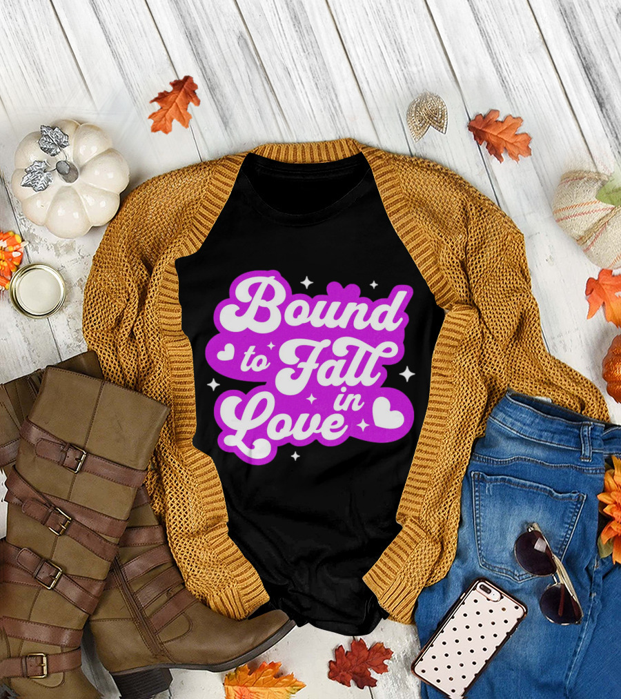 Bound to Fall in Love Purple Heart Stars T-Shirt