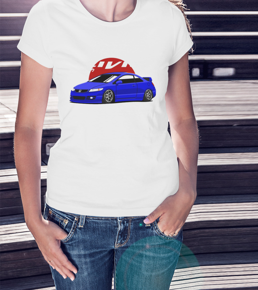 Civic SI JDM Cars Honda Blue Sports Car Japanese T-Shirt