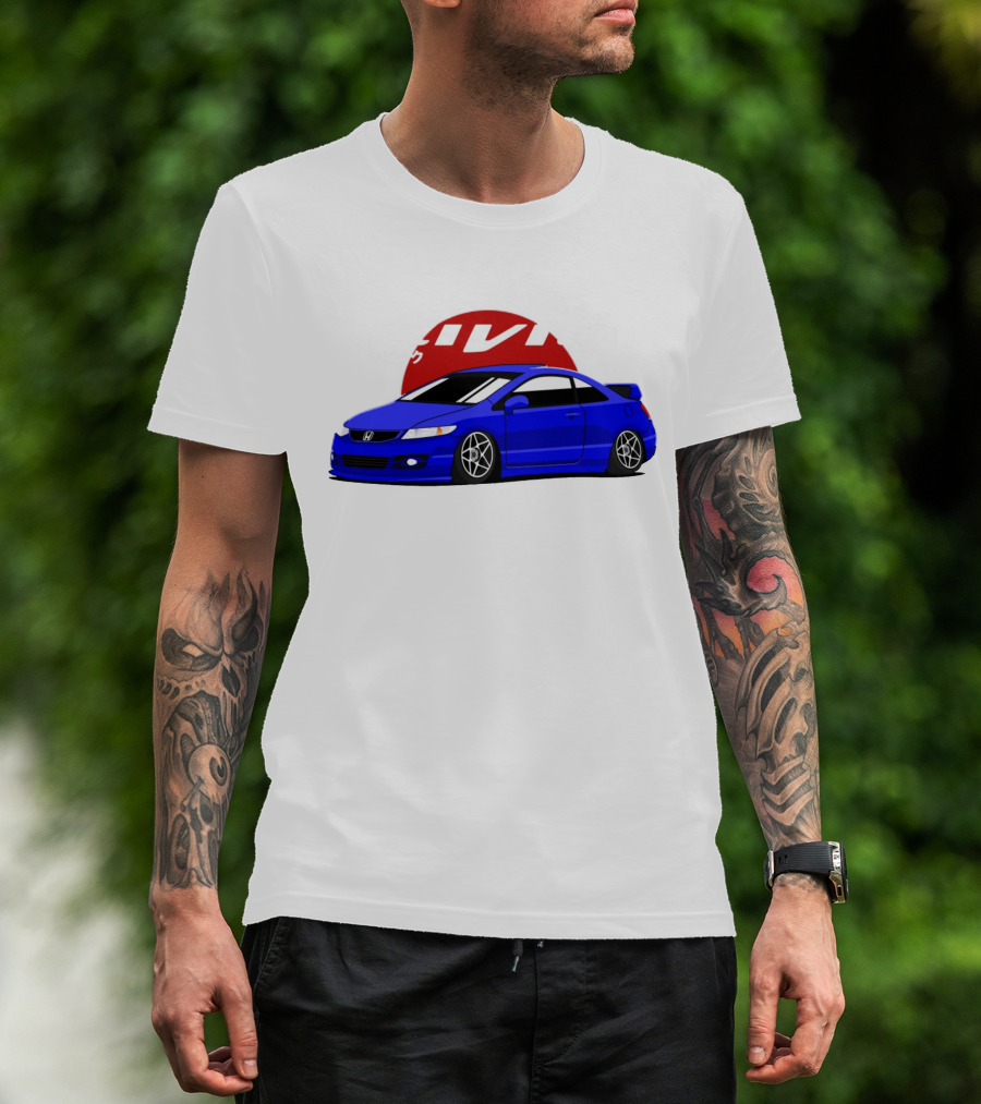 Civic SI JDM Cars Honda Blue Sports Car Japanese T-Shirt