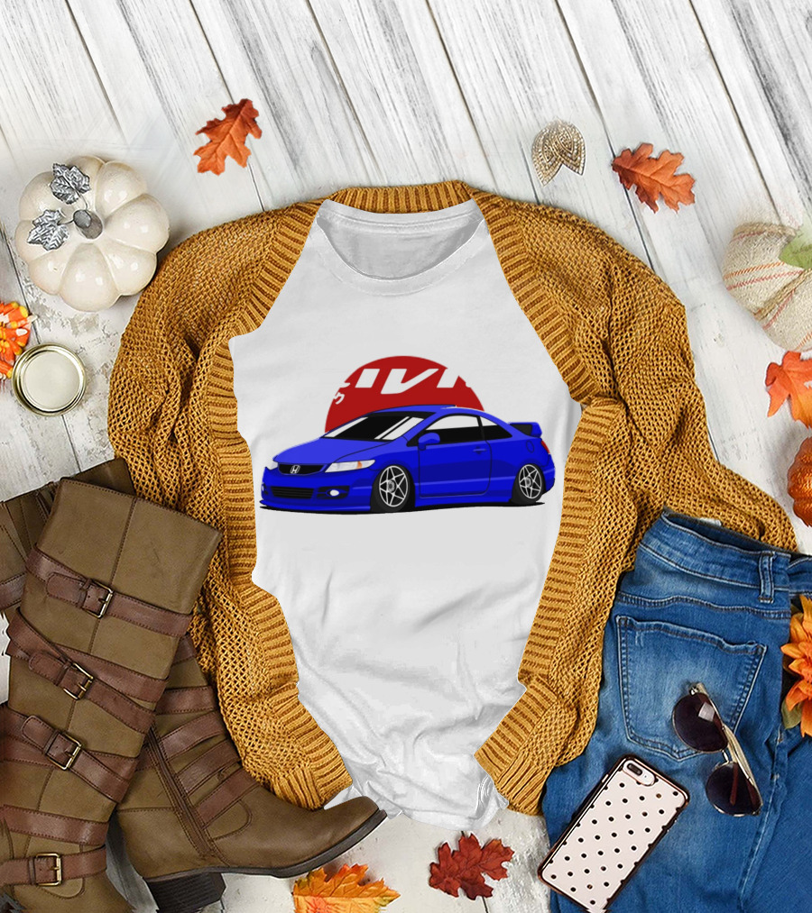 Civic SI JDM Cars Honda Blue Sports Car Japanese T-Shirt