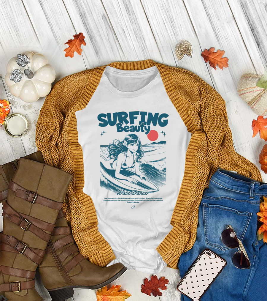 SURFING Beauty Wave Dancer Ocean's Waves Passion Graceful Surfing Empowerment Elegant Motion T-Shirt