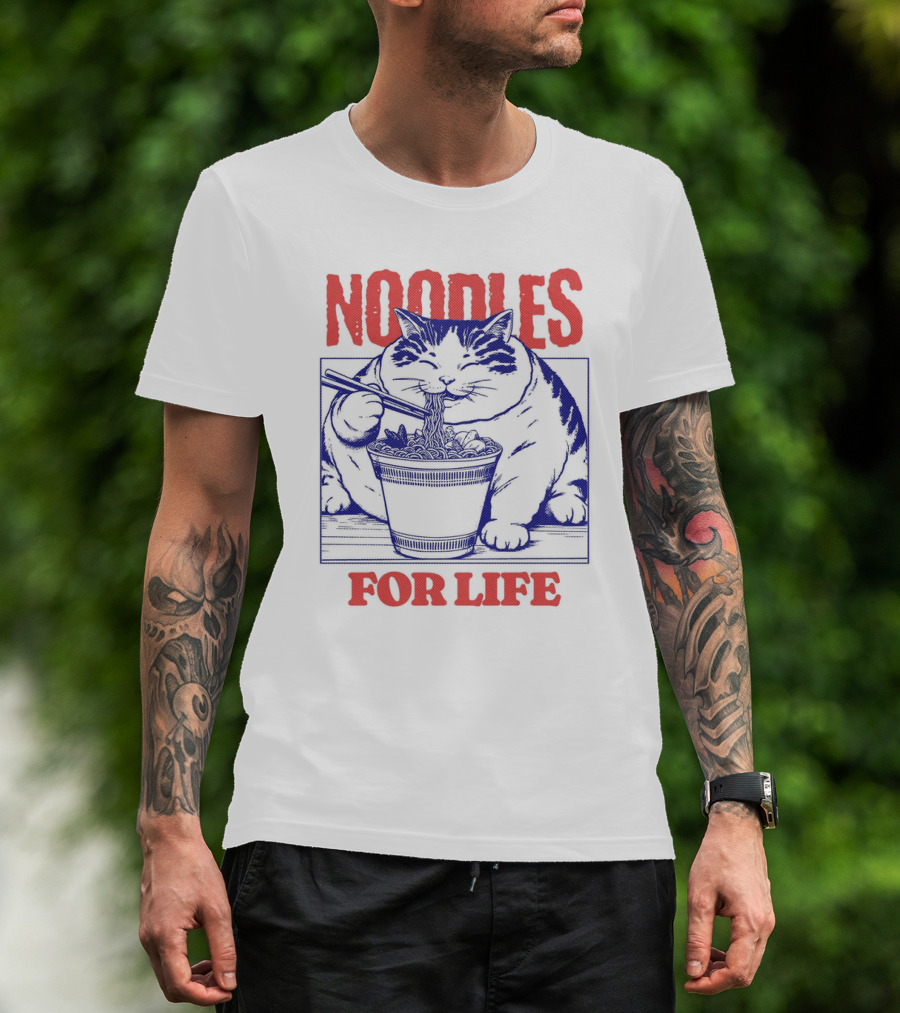 Noodles For Life Cat Eating Ramen T-Shirt