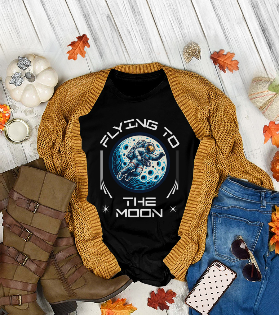 Flying to the Moon Space Astronaut Adventure Lunar Journey T-Shirt