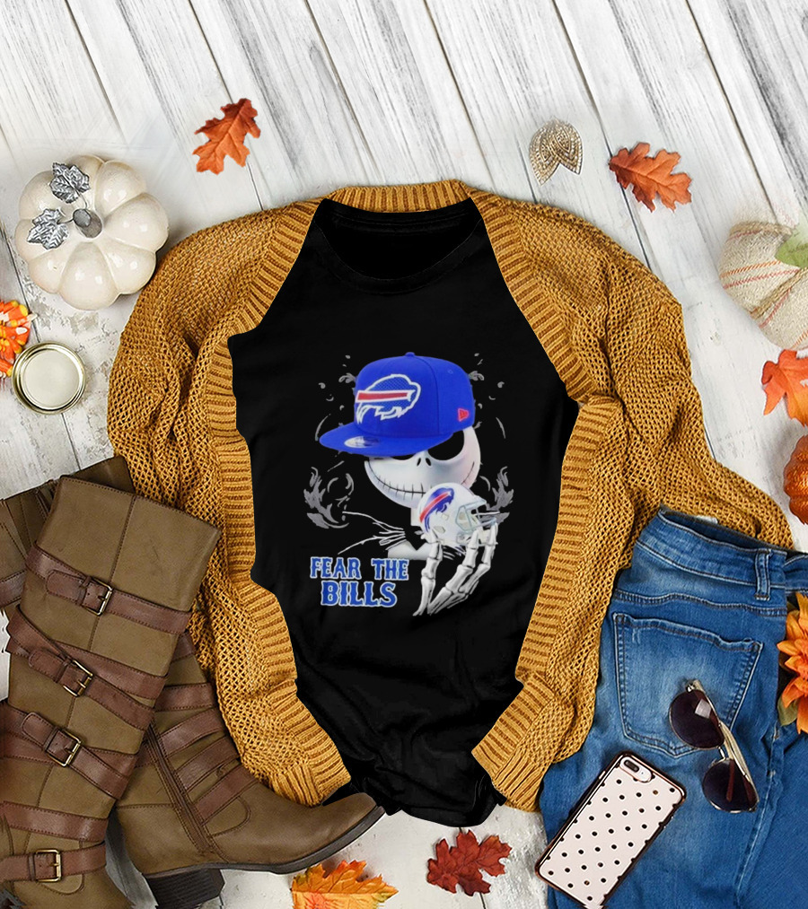 Buffalo Bills Jack Skellington Fear the Bills Halloween NFL Crossover T-Shirt