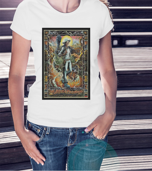 The Avett Brothers Skeleton Cowboy With Guitar And Sunburst Background Stanford T-Shirt