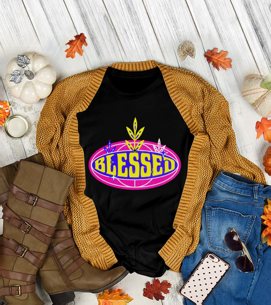Blessed Retro Oval Neon Floral T-Shirt