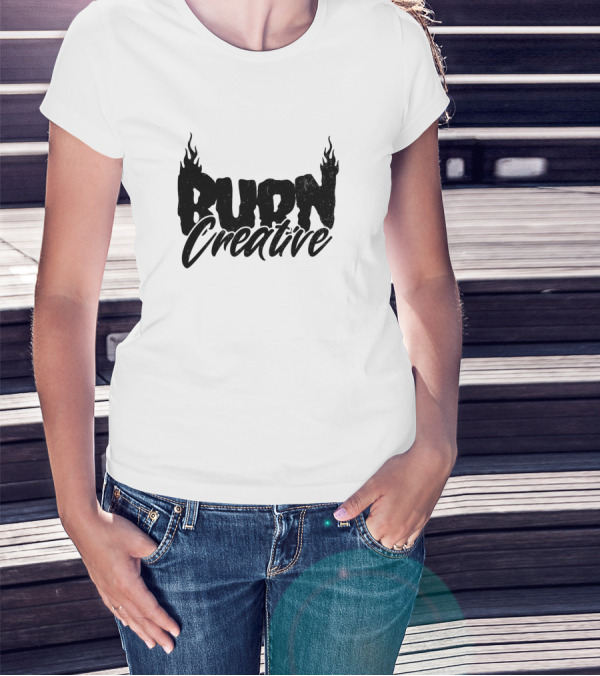 Burn Creative Flame Text T-Shirt