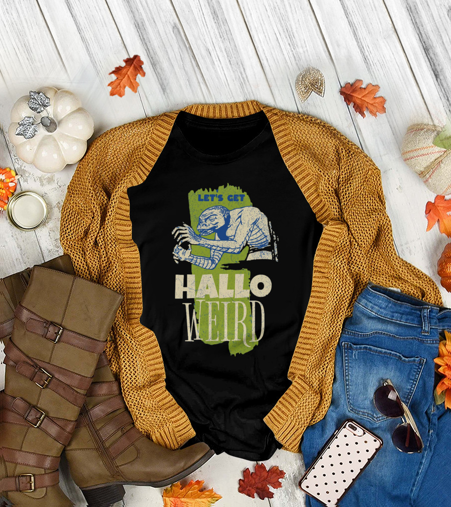 Let's Get Halloweird Creature Illustration with Text T-Shirt
