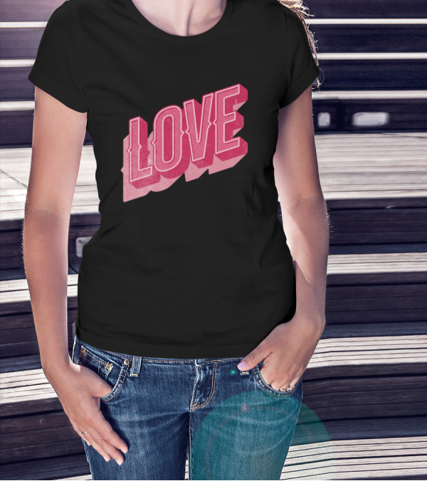 Love Typography Valentines Day Shirt Bold Lettering T-Shirt