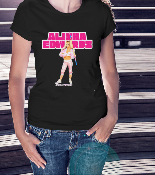 Alisha Edwards She's Hardcore Pink And White Wrestling T-Shirt