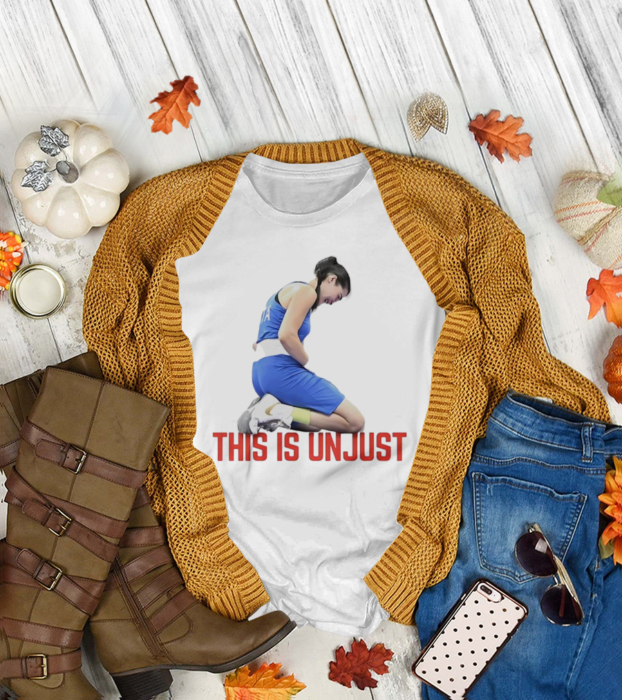 Angela Carini Kneeling in Blue This Is Unjust T-Shirt