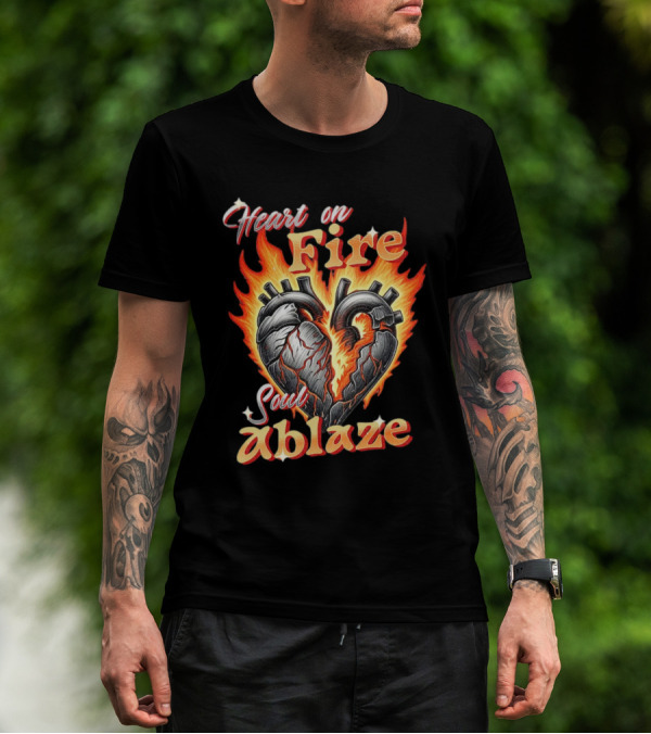 Heart On Fire Soul Ablaze Fiery Heart T-Shirt