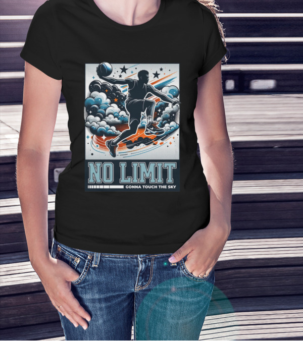 NO LIMIT GONNA TOUCH THE SKY Basketball Player Dynamic Clouds And Stars T-Shirt