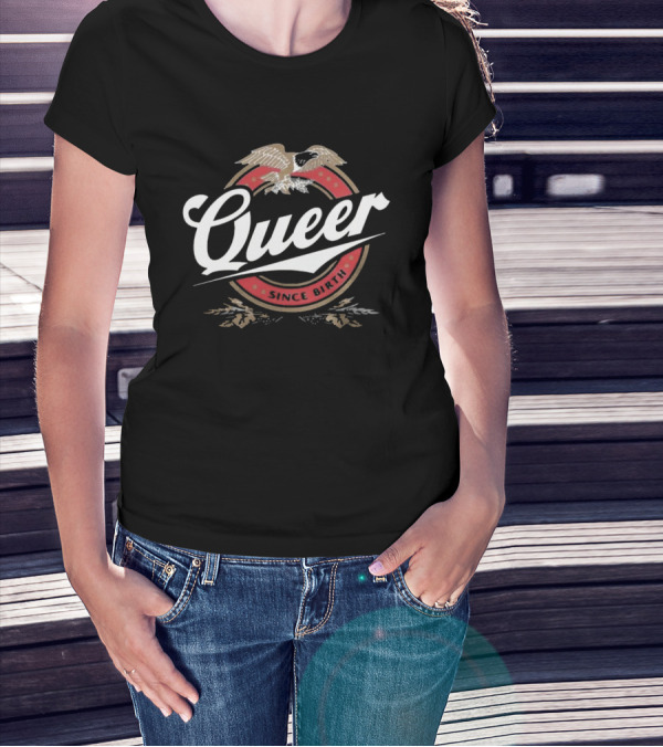 Queer Since Birth Retro Eagle Emblem T-Shirt