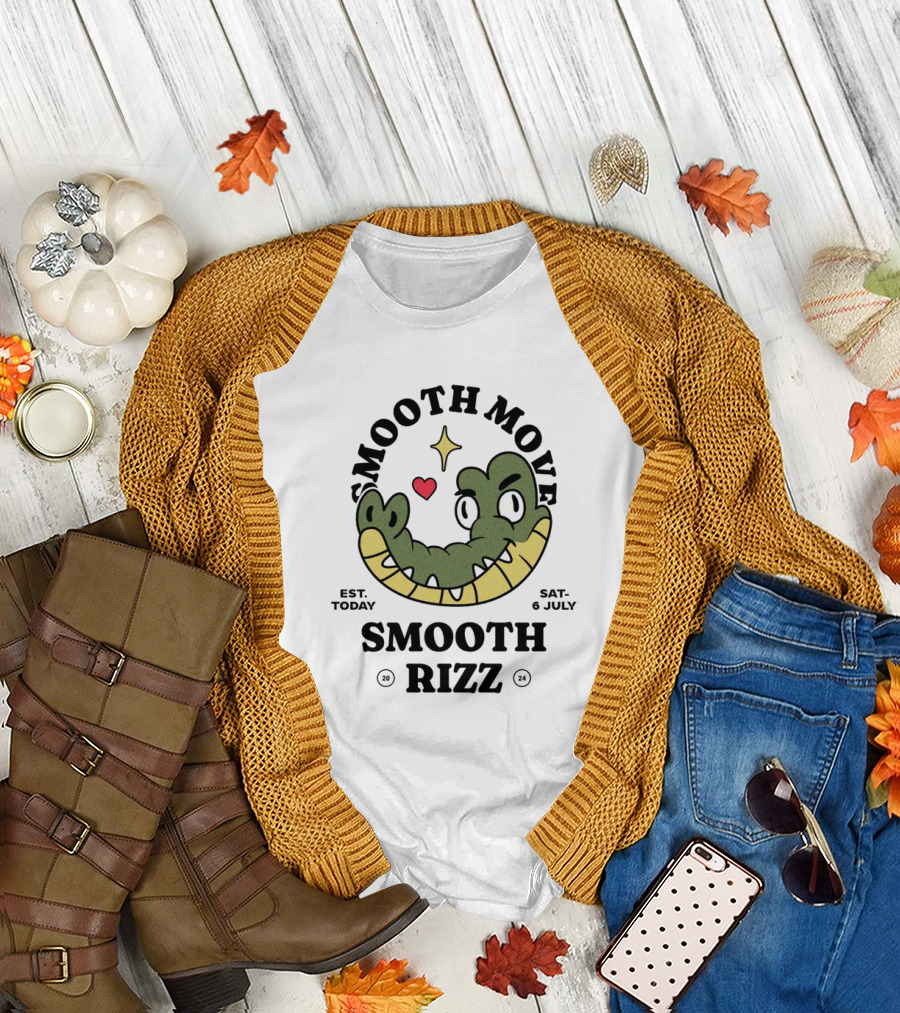 Smooth Move Smooth Rizz Crocodile Heart Est. Today Sat. 6 July T-Shirt