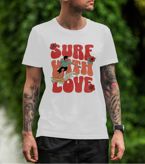 Surf With Love Hibiscus Wave Rider T-Shirt